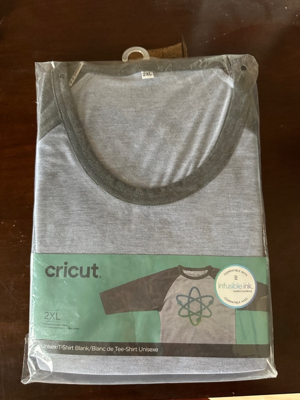 Cricut Heather Gray and Black Raglan Baseball Tee Blank